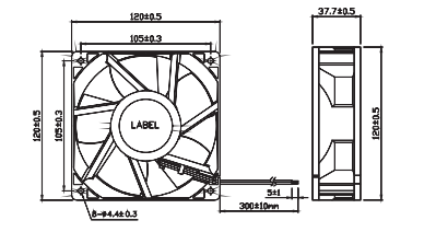Axialer Ventilator 12V 24V Hochgeschwindigkeits-120x120x38mm DCs 12038 5 Blätter 0