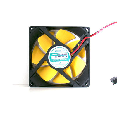 80x80x25mm PC 48V Kabinett-Ventilator lärmarm mit gelbem Blatt